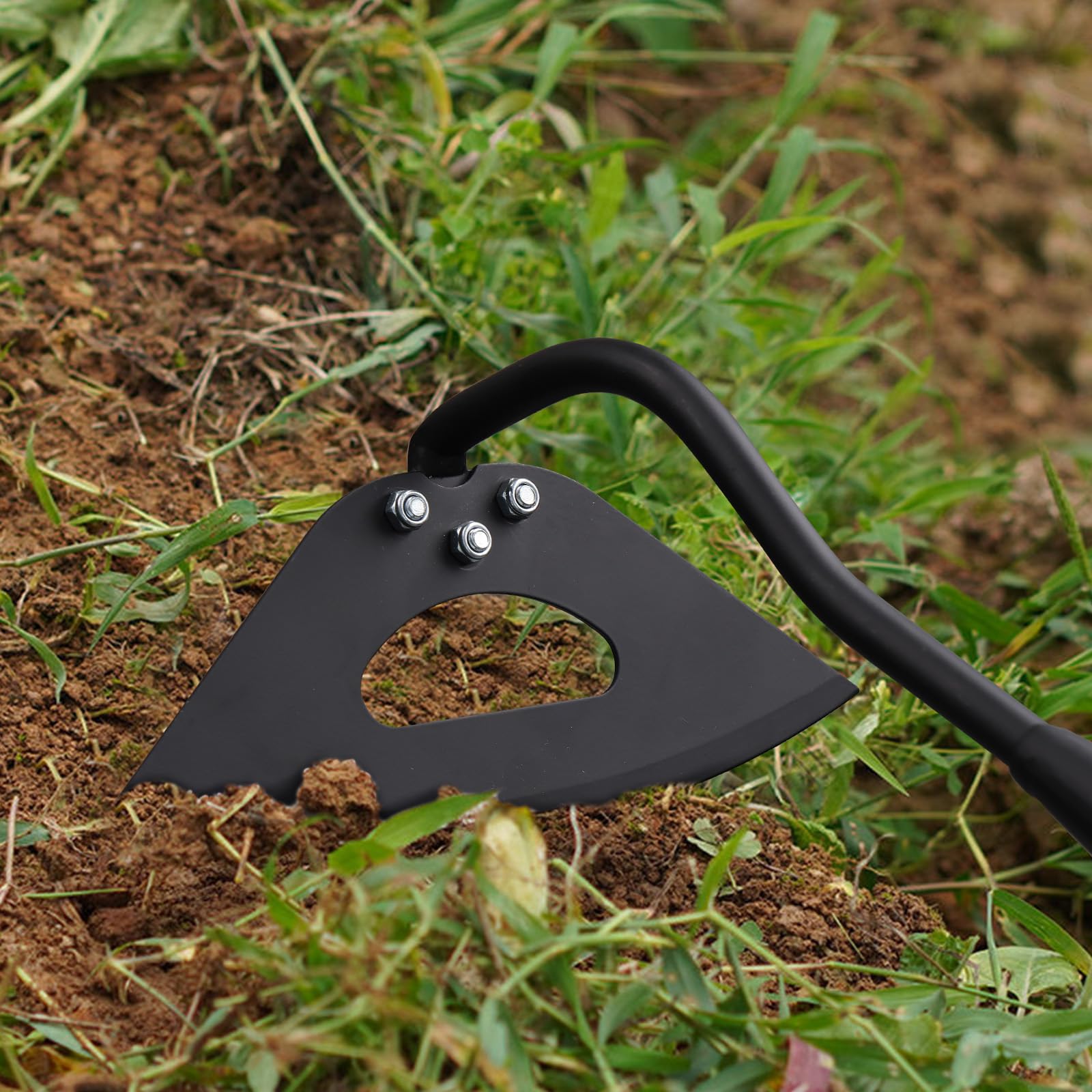 AEASKIEY Steel Hardened Hollow Hoe with Long Handle 25 inch, Heavy Duty Weeding Hoe, Garden Tool Cultivating Hoe